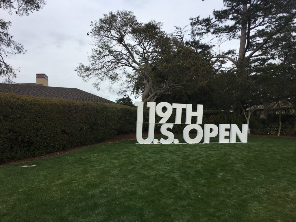 sign for the 119th US Open Golf Tournament in Pebble Beach in June 2019