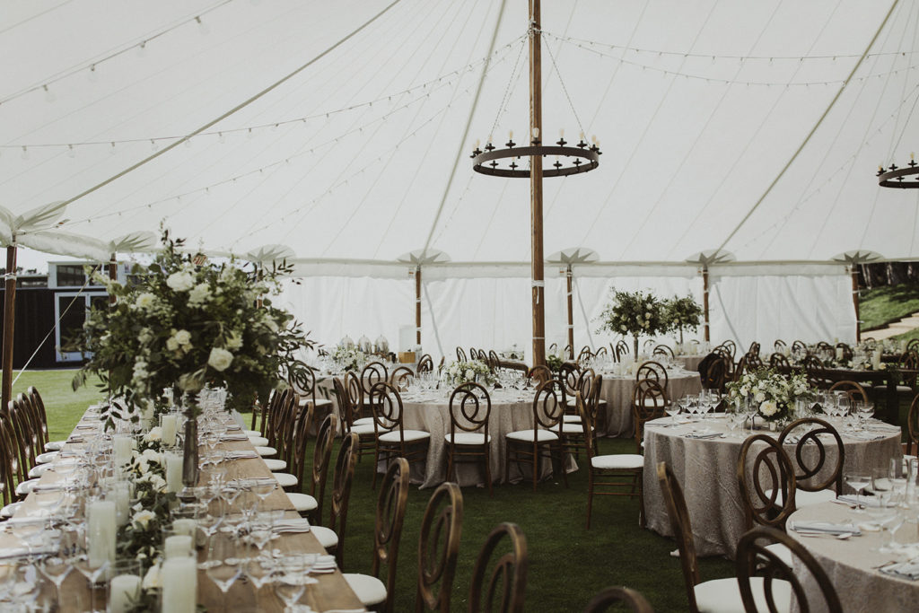 Elegant California Sali Tent wedding reception in Pebble Beach 