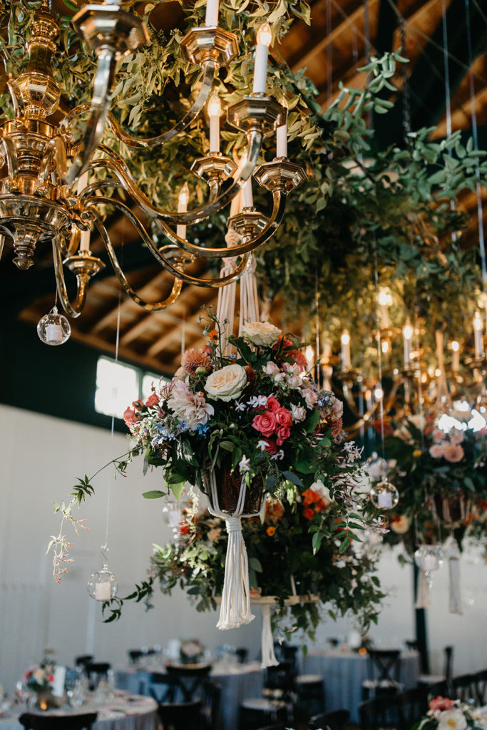 Hanging wedding floral arrangement