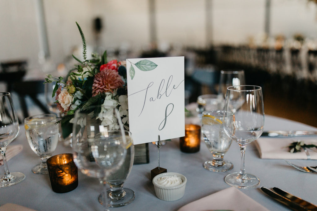 Table number and centerpiece