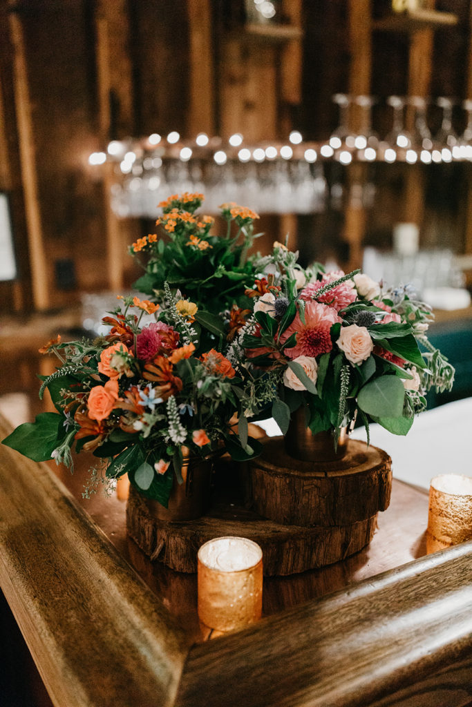 bar floral arrangement for wedding