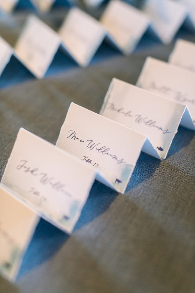 Hand painted watercolor escort cards